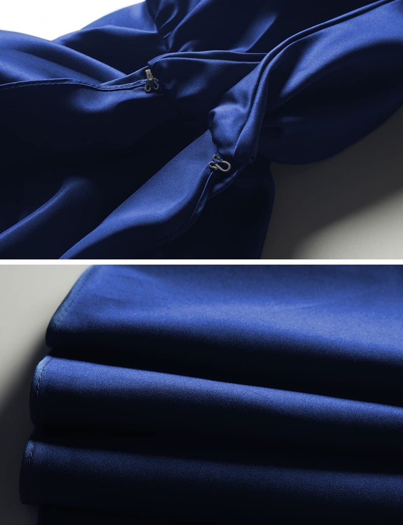 BEAUTELICATE Women's Wedding Hooded Cape Bridal Cloak Poncho Full Length Navy Blue - Image 4